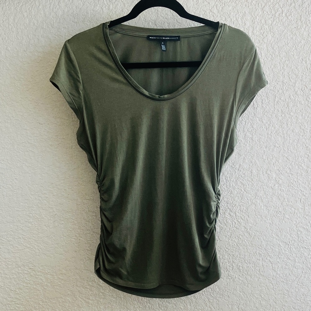 WHBM Army Green Tee with cap sleeves, Size S